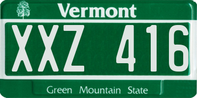 VT license plate XXZ416