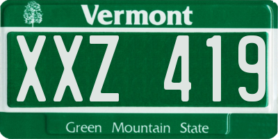 VT license plate XXZ419