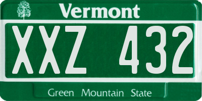 VT license plate XXZ432