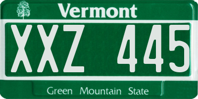 VT license plate XXZ445