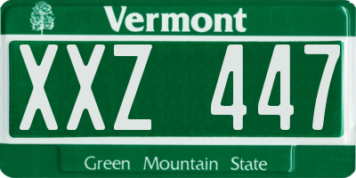 VT license plate XXZ447
