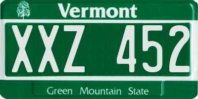 VT license plate XXZ452