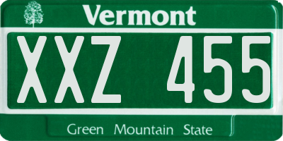 VT license plate XXZ455