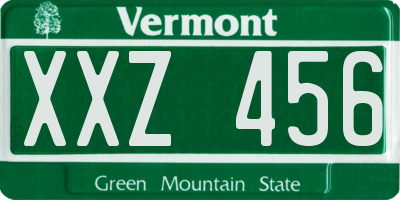 VT license plate XXZ456