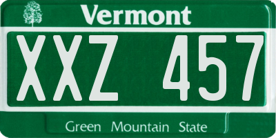 VT license plate XXZ457