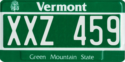 VT license plate XXZ459
