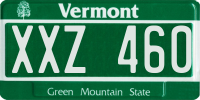 VT license plate XXZ460