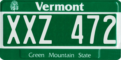 VT license plate XXZ472