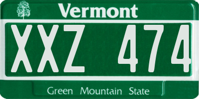 VT license plate XXZ474