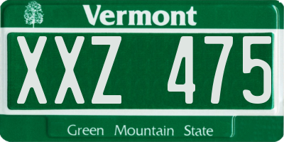 VT license plate XXZ475