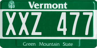 VT license plate XXZ477