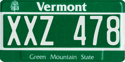 VT license plate XXZ478