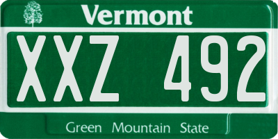 VT license plate XXZ492