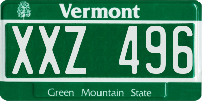 VT license plate XXZ496