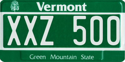 VT license plate XXZ500