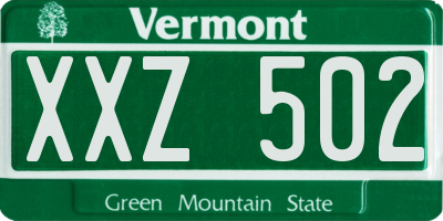 VT license plate XXZ502