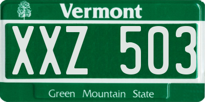VT license plate XXZ503