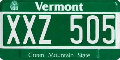 VT license plate XXZ505