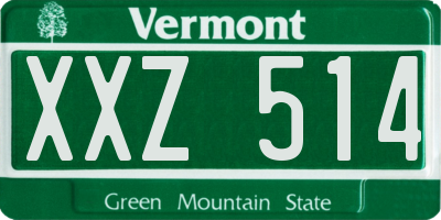 VT license plate XXZ514