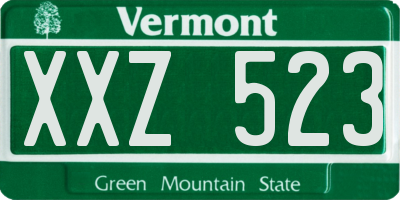VT license plate XXZ523