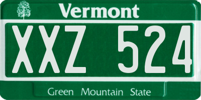 VT license plate XXZ524