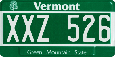 VT license plate XXZ526