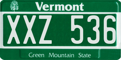 VT license plate XXZ536