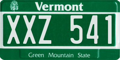 VT license plate XXZ541