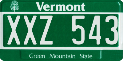 VT license plate XXZ543