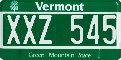 VT license plate XXZ545