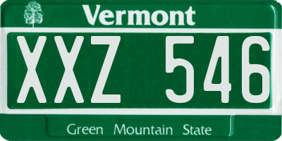 VT license plate XXZ546