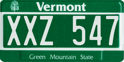 VT license plate XXZ547