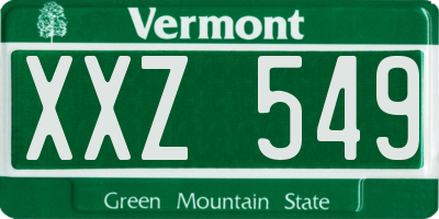 VT license plate XXZ549