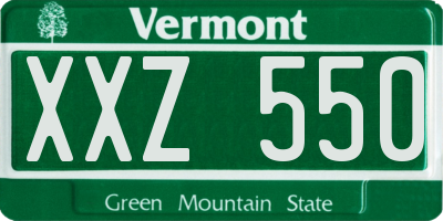 VT license plate XXZ550