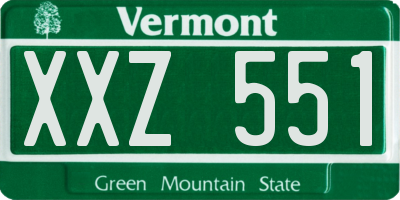 VT license plate XXZ551