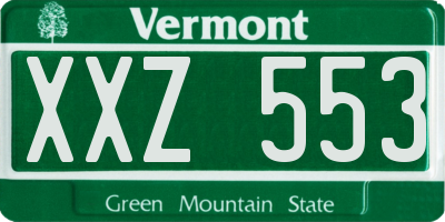 VT license plate XXZ553