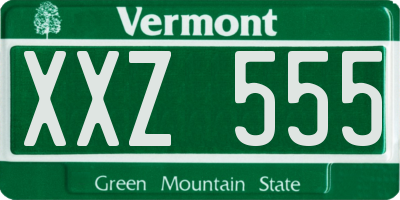 VT license plate XXZ555