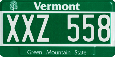 VT license plate XXZ558