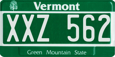 VT license plate XXZ562