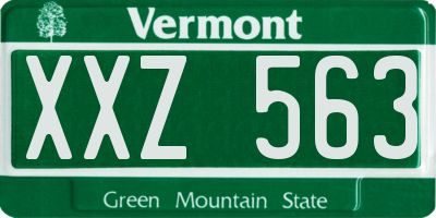 VT license plate XXZ563