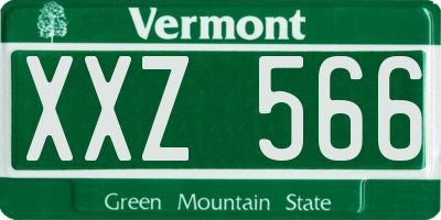 VT license plate XXZ566