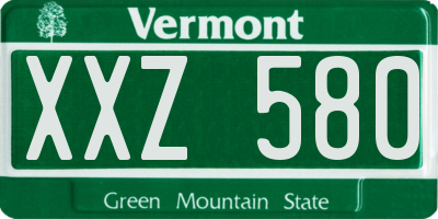 VT license plate XXZ580