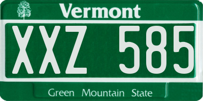 VT license plate XXZ585