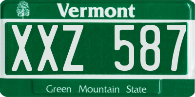 VT license plate XXZ587