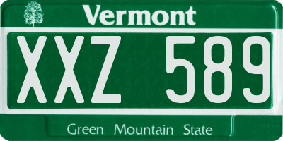 VT license plate XXZ589