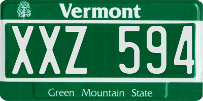 VT license plate XXZ594