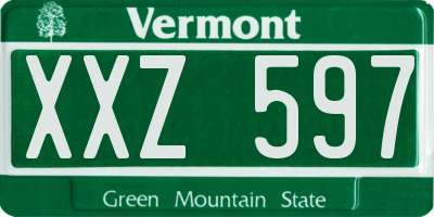 VT license plate XXZ597