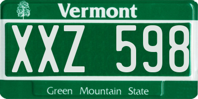 VT license plate XXZ598