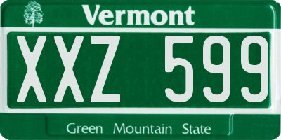 VT license plate XXZ599