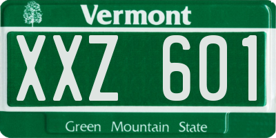 VT license plate XXZ601